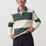 Classic Rugby Jersey, Green and Cream Stripes, view 4