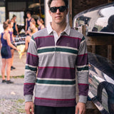 Classic Rugby Jersey – Grey and Burgundy Stripes