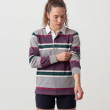 Classic Rugby Jersey - Grey and Burgundy  Stripes