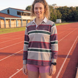 Classic Rugby Jersey - Grey and Burgundy  Stripes