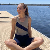 Ladies Rowing Unisuit – Varsity Sash – Hancock Green and Navy