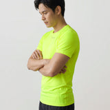 Men’s Rowing UV Baselayer Tee – Short Sleeve – SolarShield – High Visibility Yellow