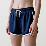 Women’s Retro Sports Shorts, Navy and Ivory, view 3