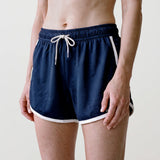 Women’s Retro Sports Shorts, Navy and Ivory, view 3