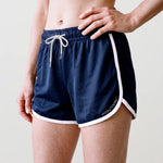 Women’s Retro Sports Shorts, Navy and Ivory