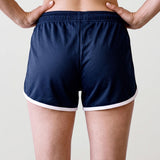 Women’s Retro Sports Shorts, Navy and Ivory, view 4