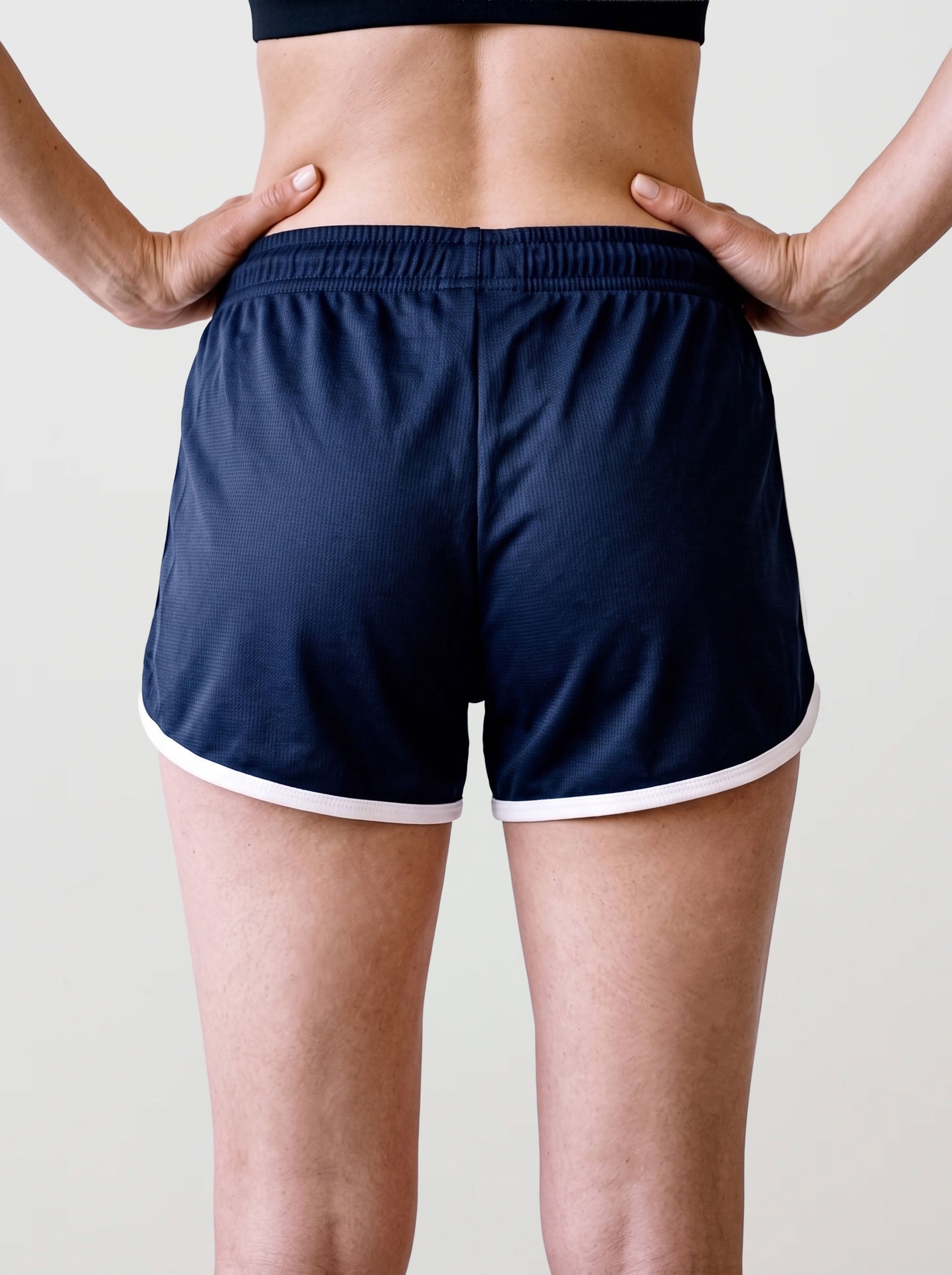 Women’s Retro Sports Shorts, Navy and Ivory, view 4