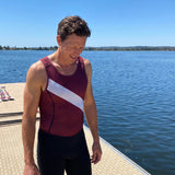 Men’s Rowing Unisuit – Varsity Sash – Oxblood and Ivory
