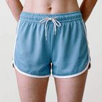 Women’s Retro Sports Shorts, Sky Blue and Ivory