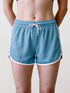 Women's Retro Sports Shorts, Sky Blue and Ivory