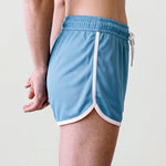 Women’s Retro Sports Shorts, Sky Blue and Ivory, view 4