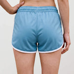 Women’s Retro Sports Shorts, Sky Blue and Ivory, view 3