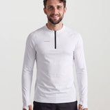 Men’s Quarter Zip Pullover – Lightweight Activewear – White – Multi-Sport Top