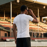 Men’s Rowing Baselayer Tee – Mesh Panel – Short Sleeve – White UV Top
