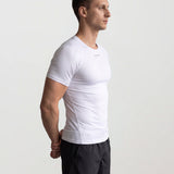 Men’s Rowing Baselayer Tee – Mesh Panel – Short Sleeve – White UV Top