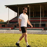 Men’s Rowing Baselayer Tee – Mesh Panel – Short Sleeve – White UV Top